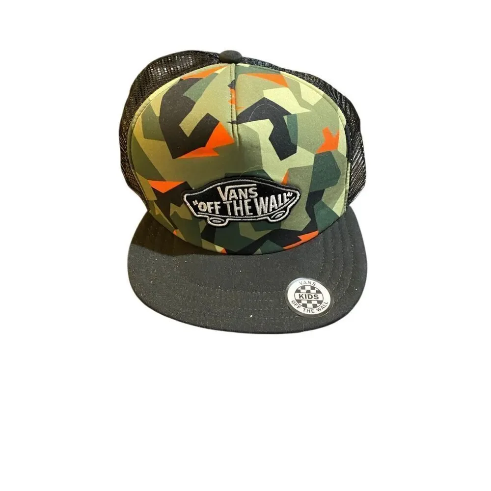 NWT vans classic patch trucker plus boys green and black baseball cap